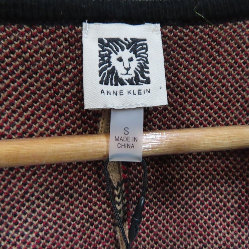 Anne Klein Camel Sleeved Poncho Sweater Cardigan Small Brown Plaid NEW w FLAW - Picture 8 of 11